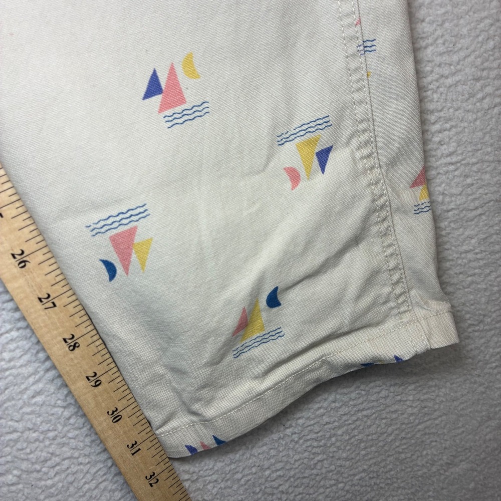 Wallace Barnes Carpenter Pants Men 33x32 Beige Sailboat AOP Double Knee J Crew - Picture 7 of 9